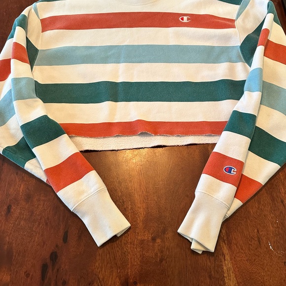 Rare Champion Striped Throwback Cropped Sweatshirt - Picture 6 of 9